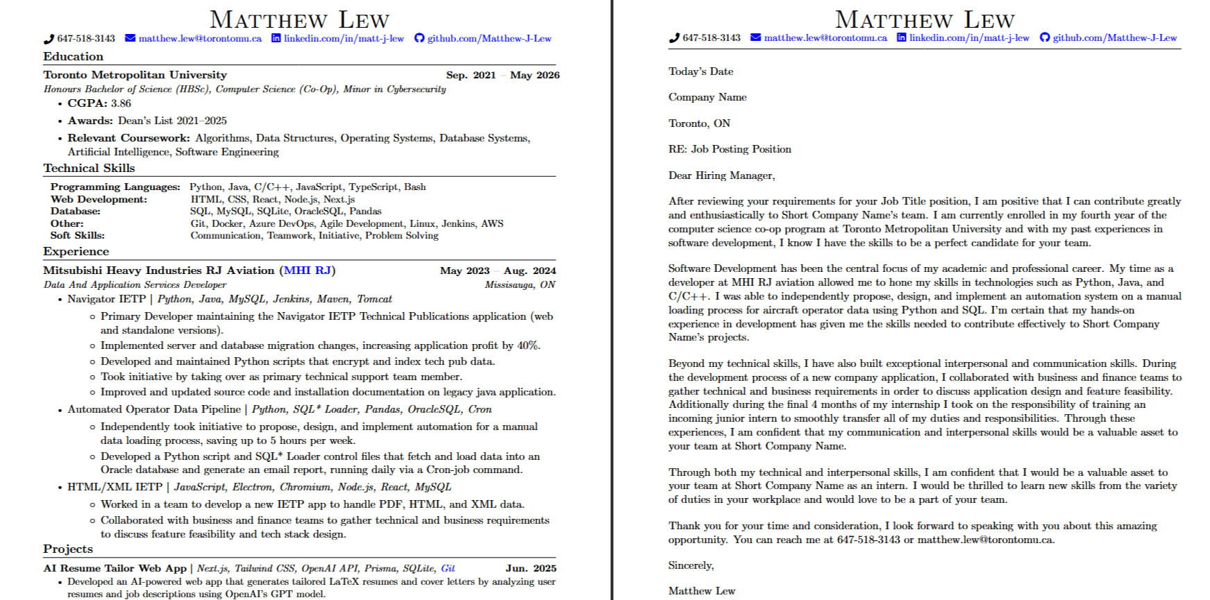 Generated sample resume